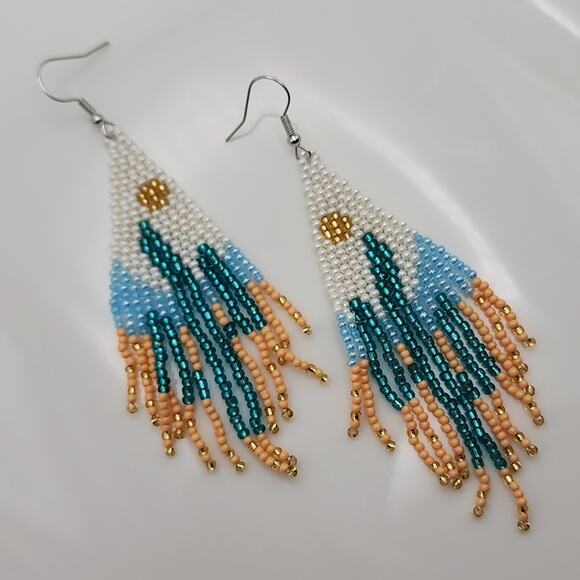 Cactus Beaded Boho Earrings - Picture 2 of 5